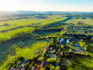 Sunset over the castle Szigliget, Hungary near Balaton lake