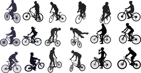 Sport silhouettes Hand drawn Flat bicycle Silhouette