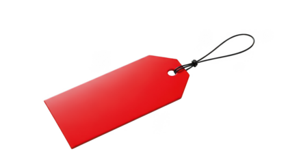 Red Tag With Black String Blank Label