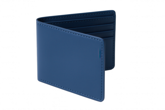 Elegant Blue Leather Bifold Wallet with Multiple Card Slots, Showcasing Sophisticated Craftsmanship and Modern Design