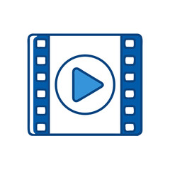 A vibrant and simple illustration that features a movie icon symbol.