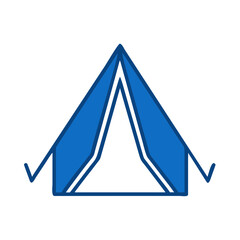 A minimalistic blue camping tent, representing adventure and outdoor exploration, ready for a nature escape.