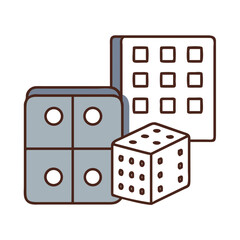 An illustration depicting the classic, age-old fun of board games, where a single dice is placed next to multiple game tokens, all in a playful, animated style.