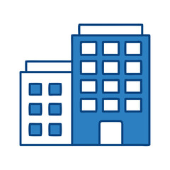 Simple illustration of two modern buildings. A minimalist, clean illustration style, ideal for a variety of uses. 