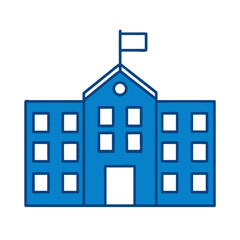 A stylized representation of a classic building with a flag on top, perfect for educational or government-related projects. The clean lines and vibrant color create a modern look.