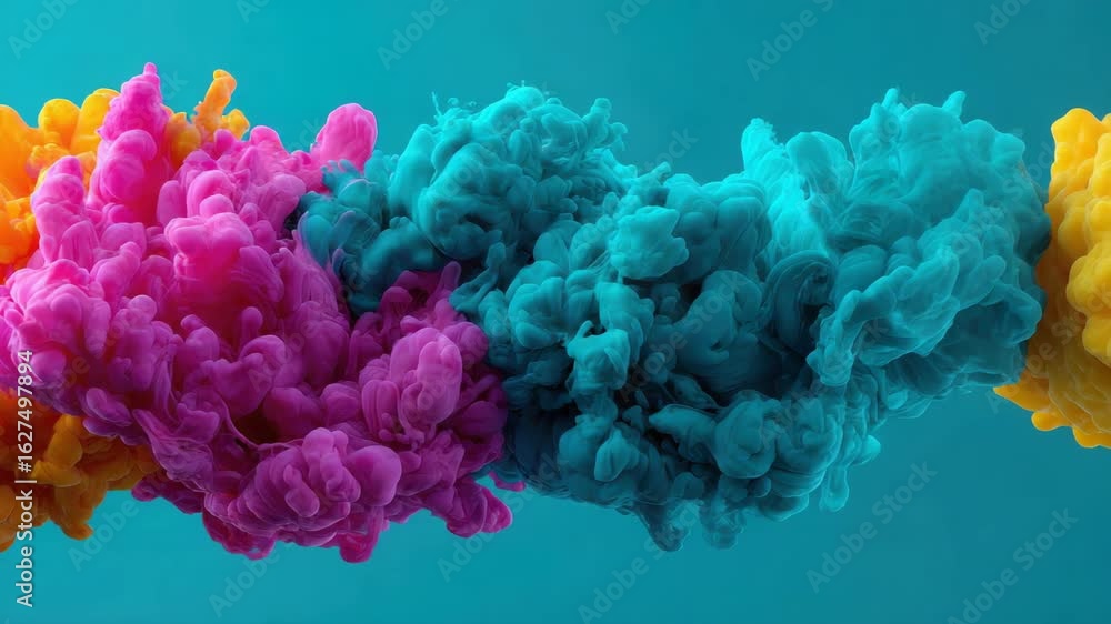 Poster colorful blue ink clouds water create vibrant abstract liquid smoke with dynamic swirling patterns a