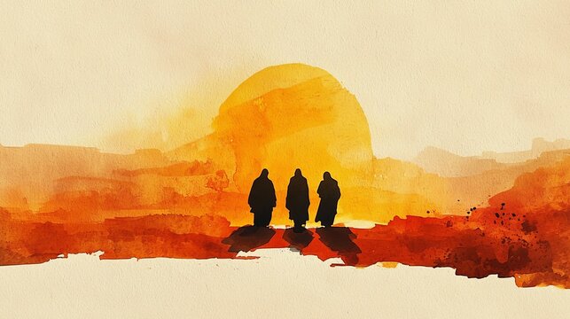 Contemporary artwork captures the essence of spiritual journey on Emmaus road.