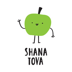 Cute pomegranate say Hey. Funny illustration. Flat vector illustration on white background.