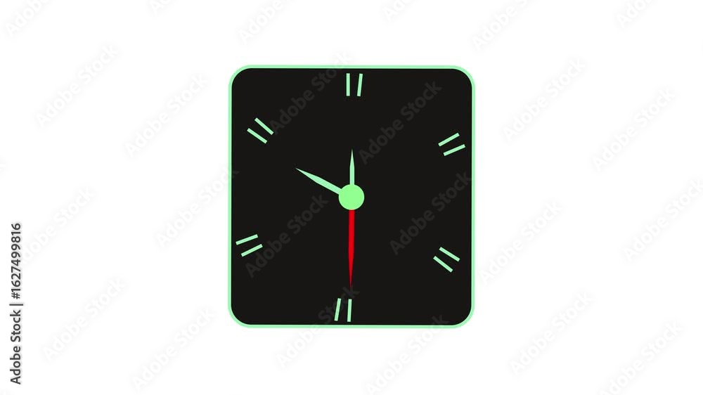 Poster smooth motion graphics of minimalist clock design for productivity and time management use. clean co