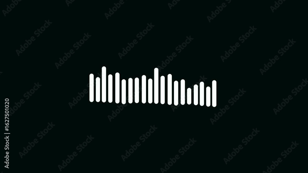 Poster white bars moving rhythmically on black background seamless audio beat animation loop. dynamic white