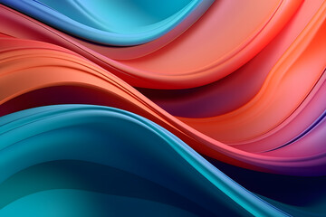 Elegant abstract glossy waves in soft hues of orange and blue conveying motion and fluidity. Generative AI