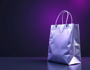 Elegant Metallic Silver Shopping Bag