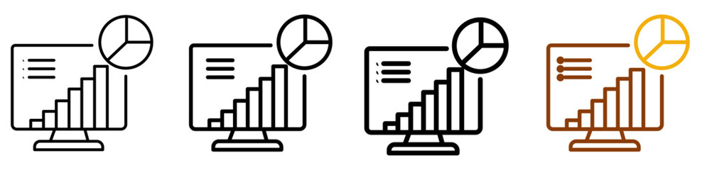 Big data icon set in minimal outline style for analytics dashboards, cloud systems, and data science UI, featuring multistyle stroke and full color variation set