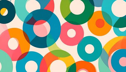 Abstract design of overlapping circles in various colors