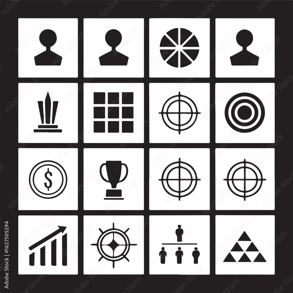 Poster abstract geometric shapes and patterns in a dynamic composition with a distinct silhouette style ren
