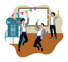 Brand event with a happy sponsor team.