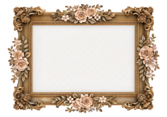Elegant floral border with intricate gold design for vintage picture frame accent and decoration