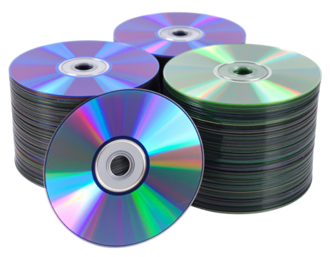  Tower of Iridescent CDs Stacked Vertically with Light Reflections, Modern Nostalgic Aesthetic, Isolated PNG