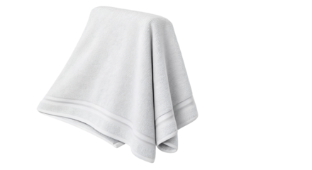 White cotton bath towel isolated on black background for spa or bathroom interior design concept