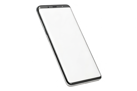 Modern smartphone display screen isolated on transparent background