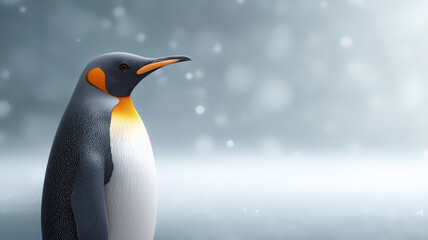 Fototapeta premium Penguin in Abstract Snowy Landscape AI Art