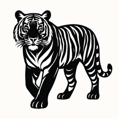Fototapeta premium Striking Black and White Tiger Illustration, Symbol of Power and Grace
