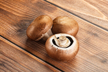 Raw brown champignon for cooking