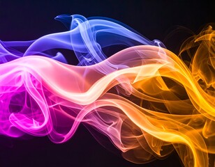 Obraz premium Abstract colorful smoke swirls on black background