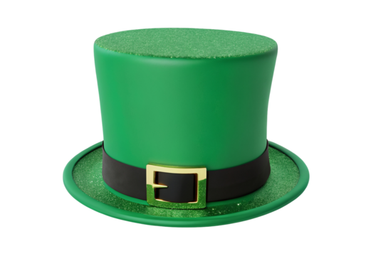 Green leprechaun hat with buckle perfect for St. Patrick's Day and festive celebrations parade