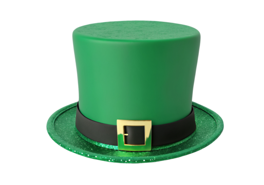 Green leprechaun hat with gold buckle for St. Patrick’s Day celebrations and festive occasions