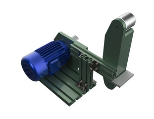 Modular Industrial Belt Grinder Sander Base Unit: Powerful 3D Rendered Core Machine for Metal and Wood Grinding, Sharpening, and Polishing Operations. Essential Workshop Equipment (Belt Not Included).