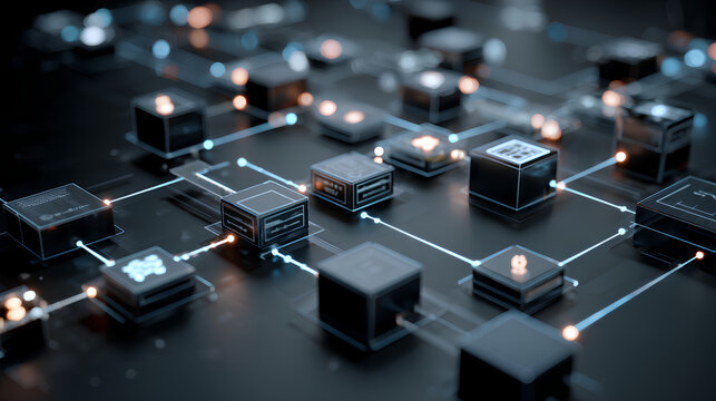 AI workflow automation artificial intelligence software interface nodes triggers data tool dashboard coding icon flow process technology 3d rendering. Stock Illustration