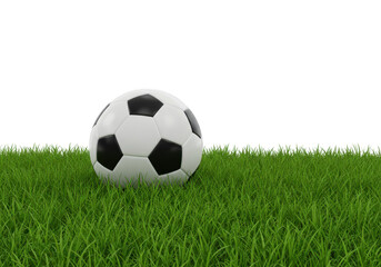 Obraz premium Soccer ball on green grass isolated on transparent background