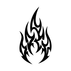 Tribal Fire Clipart with Sharp Black Flames on Clean Background
