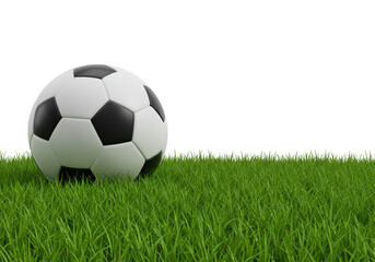 Fototapeta premium Soccer ball on green grass isolated on transparent background
