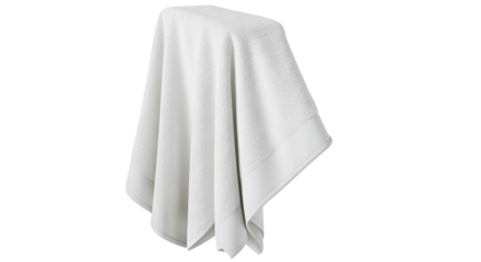 White cloth draped over invisible object isolated on black background for creative usage