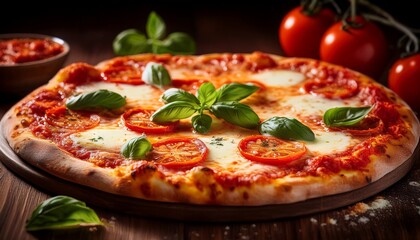 pizza margherita vegetarian food AI generated