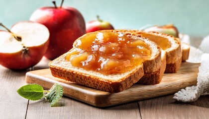 sliced bread with apple jam spread AI generated