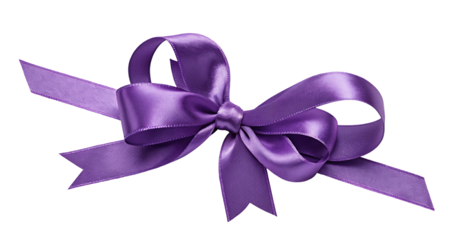 Elegant purple ribbon bow for gift wrapping embellishments in premium quality satin material