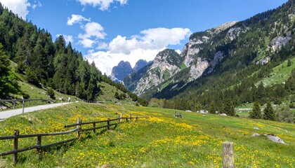 alpine mountain scene AI generated
