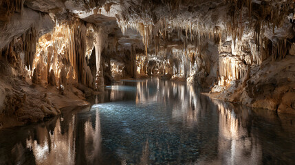 Exploration of Majestic Underground World: Discover the Awe-Inspiring Cave Adorned with Breathtaking Stalactites and Stalagmites in a Natural Masterpiece