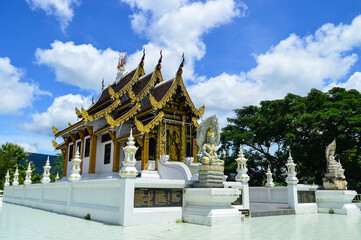 Chapel, Lanna Architecture, Symbols of Buddhism, South East Asia at Wat Sri Lom Mueang (Ban Wak),...