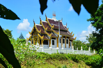 Chapel, Lanna Architecture, Symbols of Buddhism, South East Asia at Wat Sri Lom Mueang (Ban Wak),...