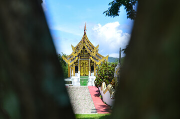 Chapel, Lanna Architecture, Symbols of Buddhism, South East Asia at Wat Sri Lom Mueang (Ban Wak),...