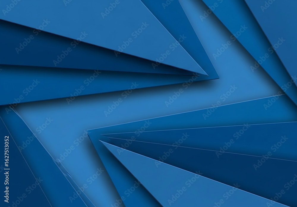 Aufkleber abstract geometric layers with angled triangles in shades of blue creating depth