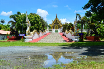 Chapel, Lanna Architecture, Symbols of Buddhism, South East Asia at Wat Sri Lom Mueang (Ban Wak),...
