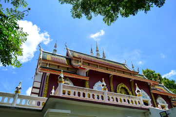 Chapel, Lanna Architecture, Symbols of Buddhism, South East Asia at Wat Si On Tai, San Kamphaeng,...