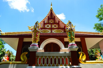 Chapel, Lanna Architecture, Symbols of Buddhism, South East Asia at Wat Si On Tai, San Kamphaeng,...