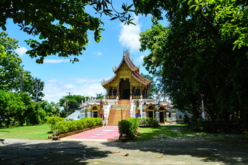 Chapel, Lanna Architecture, Symbols of Buddhism, South East Asia at Wat Si On Tai, San Kamphaeng,...