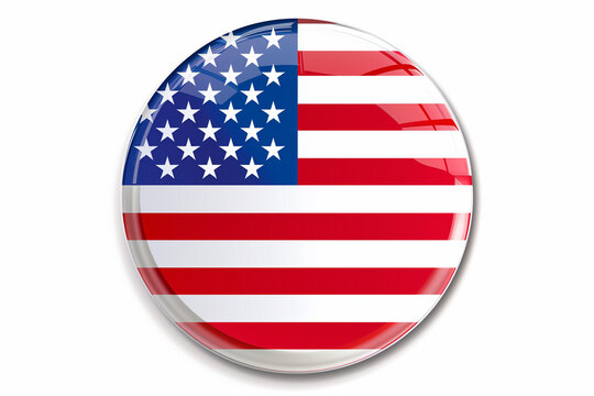 Round USA flag emblem design element isolated on white background - Powered by Adobe